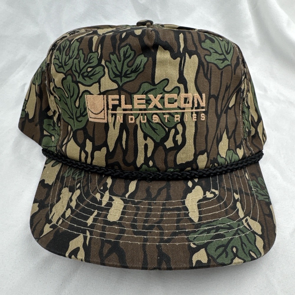 Vintage 90s Cobra Cap Camo Hat Flexcon Industries Rope Snapback Water Well Tanks